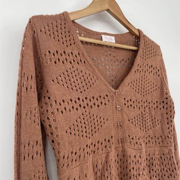 Bell Sleeve Crochet Boho Festival Fairy Hippie Cottage core Top Brown Women’s XS - Picture 4 of 9
